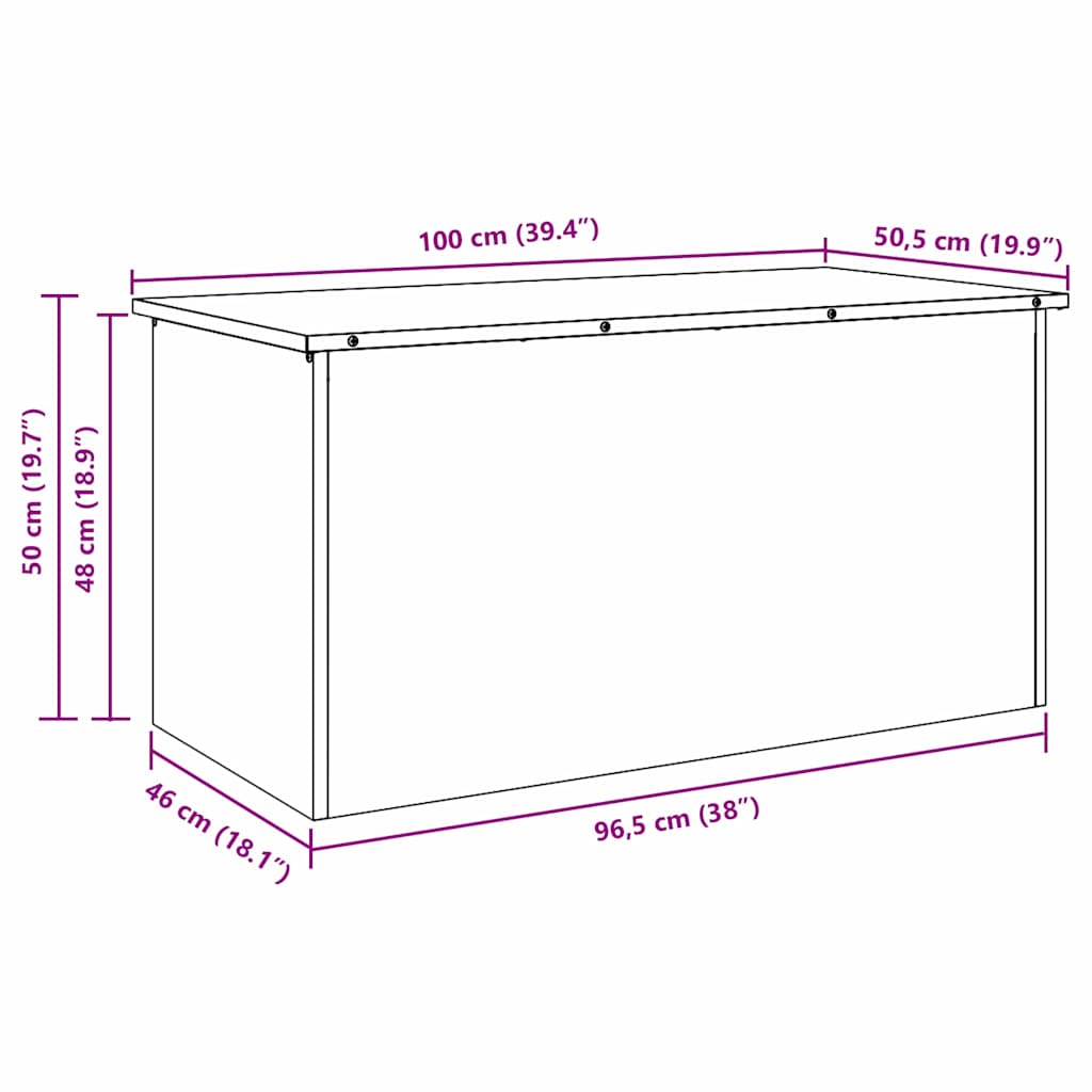 Κουτί αποθήκευσης εξωτερικών χώρων Μαύρο 100 x 50,5 x 50 εκ.