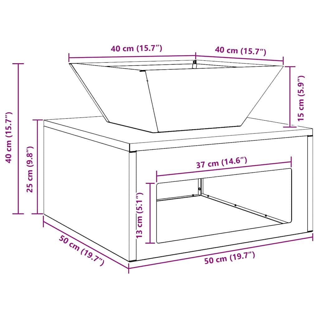 Φωτιά Μαύρο 50 x 50 x 40 cm Ατσάλι - Pakobazaar
