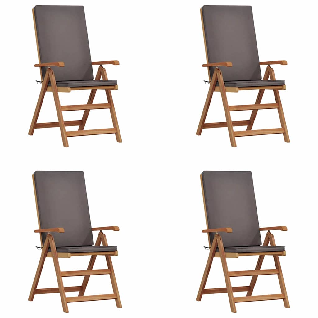 Καρέκλα Κήπου 4 pcs Καφέ και Γκρίζο 57 x 71.5 x 104 εκ - Pakobazaar
