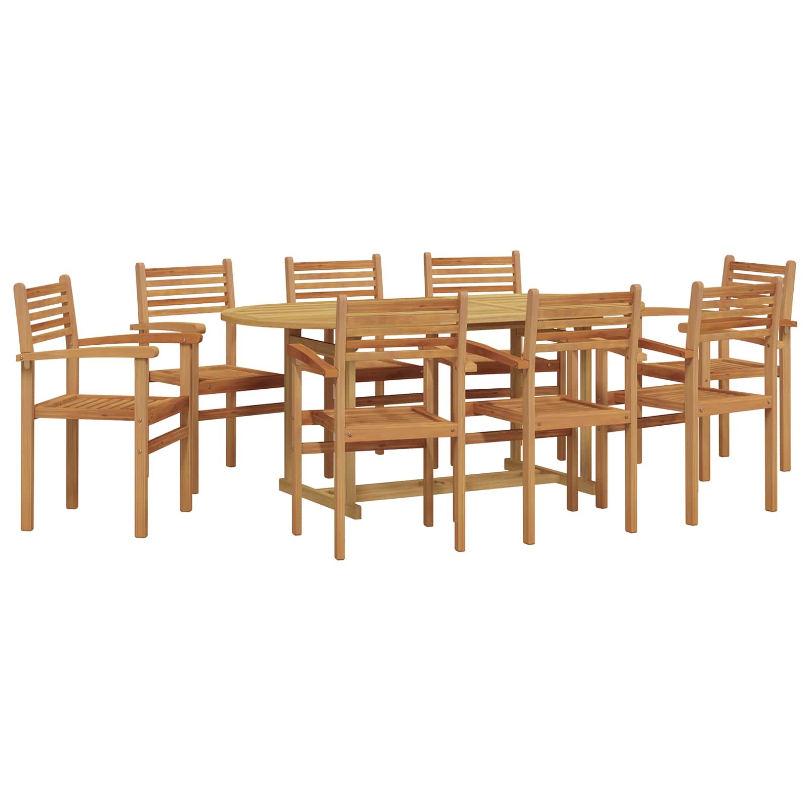 Σέτ φαγητού για κήπο 9 pcs Καφέ Στερεό Ξύλο Τίκ