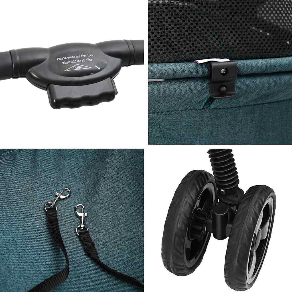 Αναδιπλούμενο Καροτσάκι Κατοικίδιων Πράσινο 81 x 47 x 99 εκ. - Pakobazaar