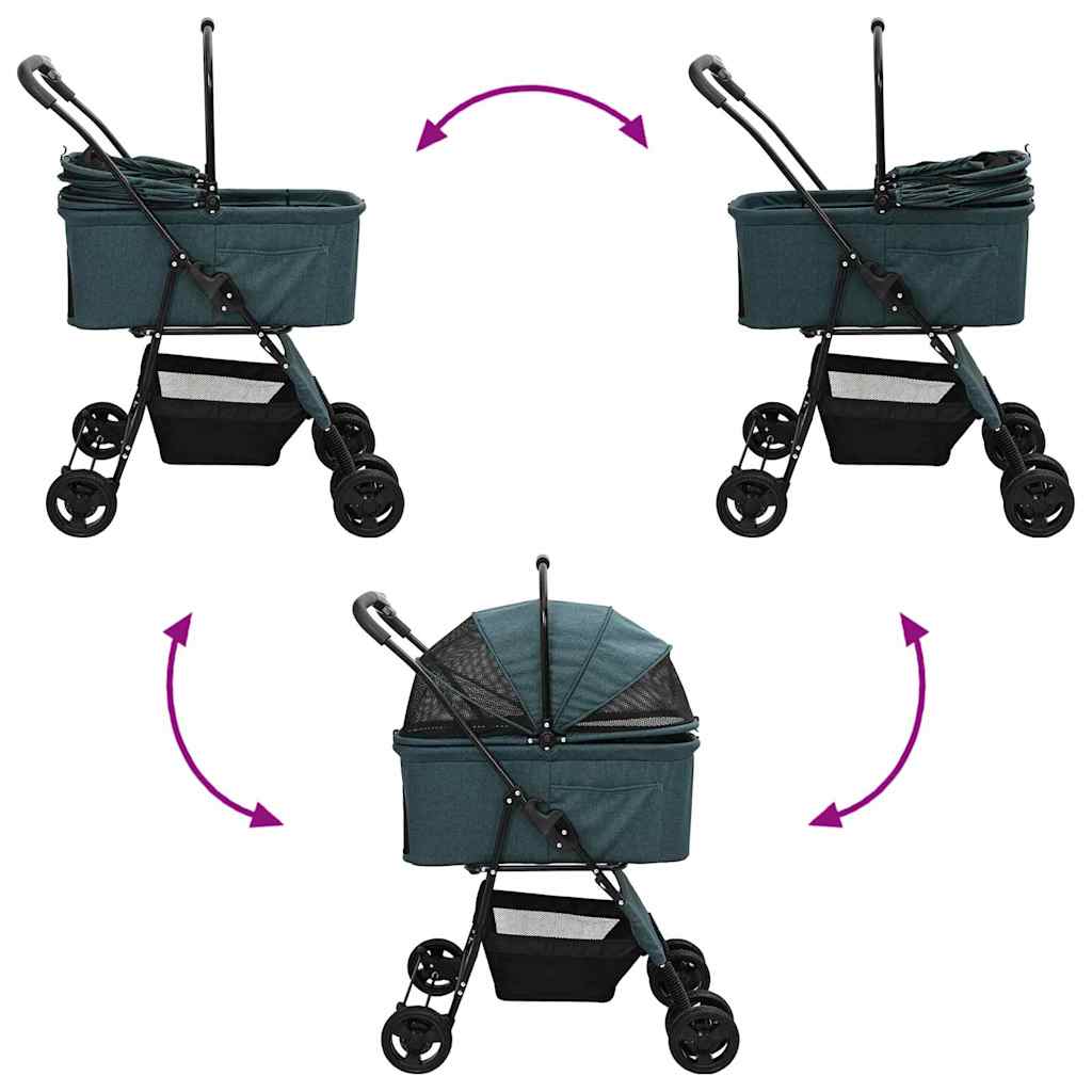 Αναδιπλούμενο Καροτσάκι Κατοικίδιων Πράσινο 81 x 47 x 99 εκ. - Pakobazaar