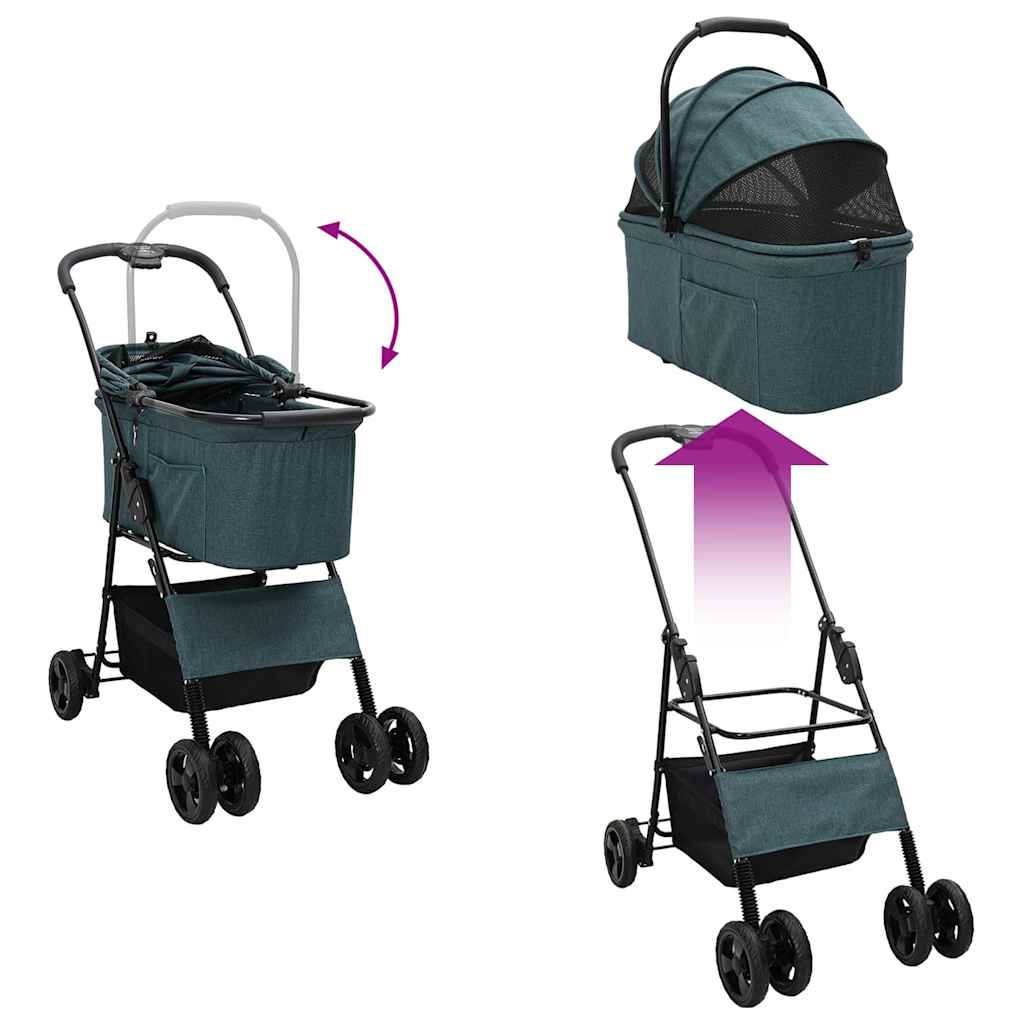 Αναδιπλούμενο Καροτσάκι Κατοικίδιων Πράσινο 81 x 47 x 99 εκ. - Pakobazaar