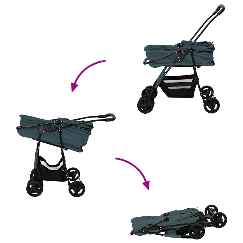 Αναδιπλούμενο Καροτσάκι Κατοικίδιων Πράσινο 81 x 47 x 99 εκ. - Pakobazaar