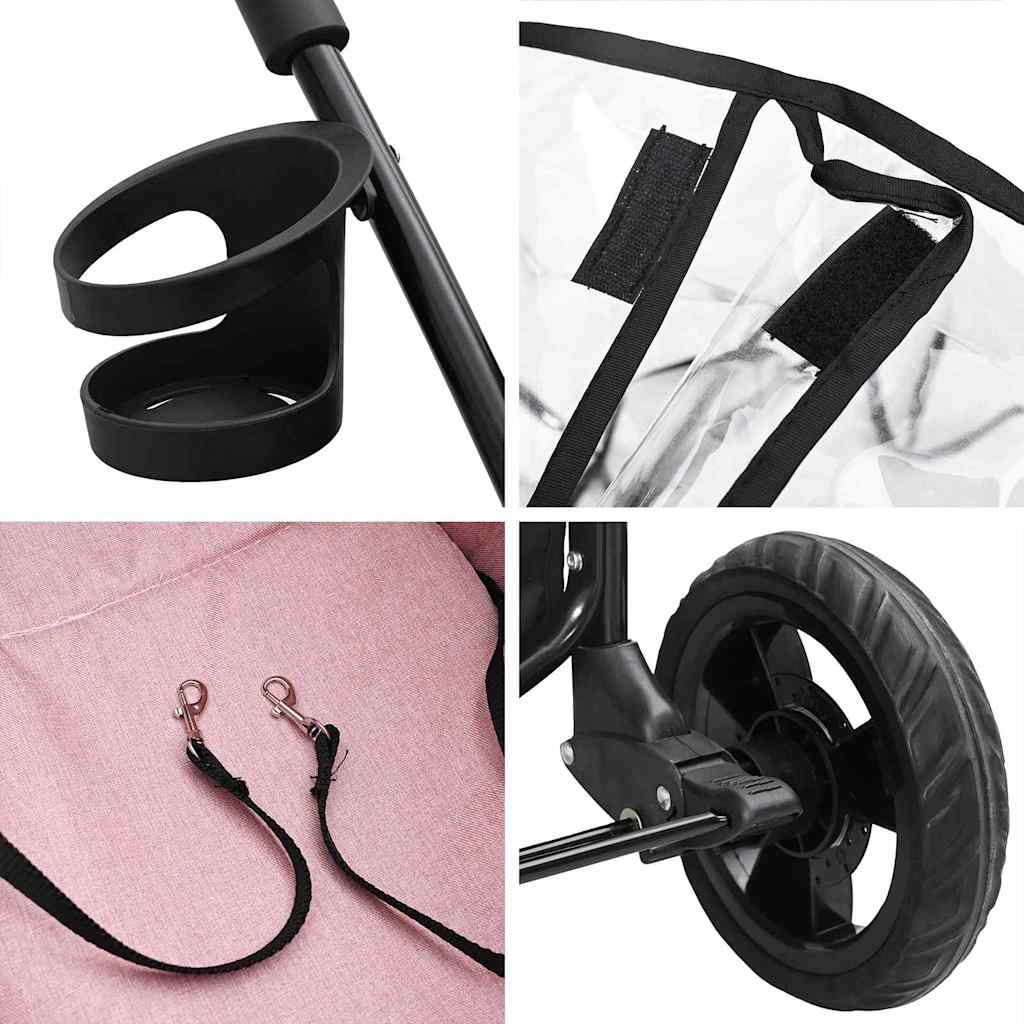 Αναδιπλούμενο Καροτσάκι Κατοικίδιων Ροζ 78 x 54 x 101 εκ. - Pakobazaar