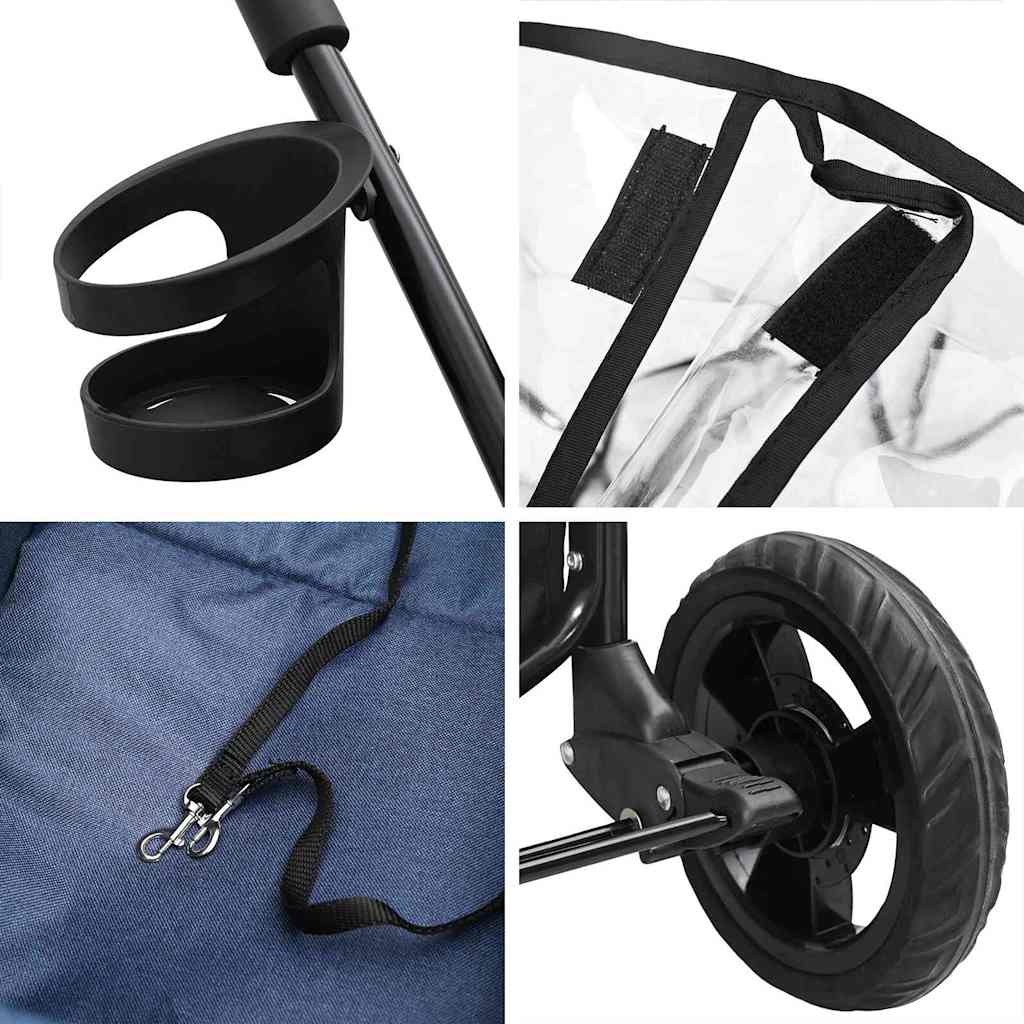 Αναδιπλούμενο Καροτσάκι Κατοικίδιων Μπλε 78 x 54 x 101 εκ. - Pakobazaar