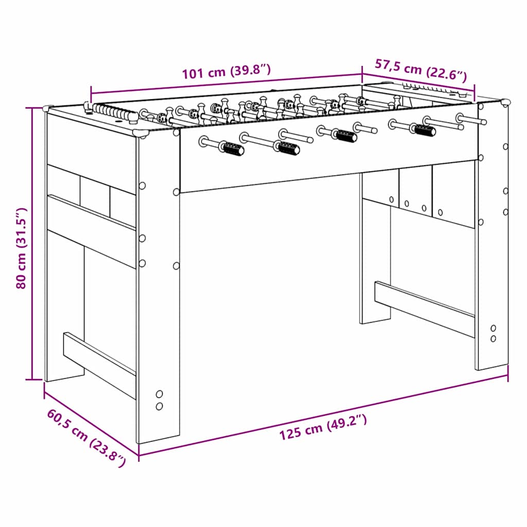 Τραπέζι Φουτμπολ Καπνιστό Δρύς 125 x 60,5 x 80 εκ. - Pakobazaar