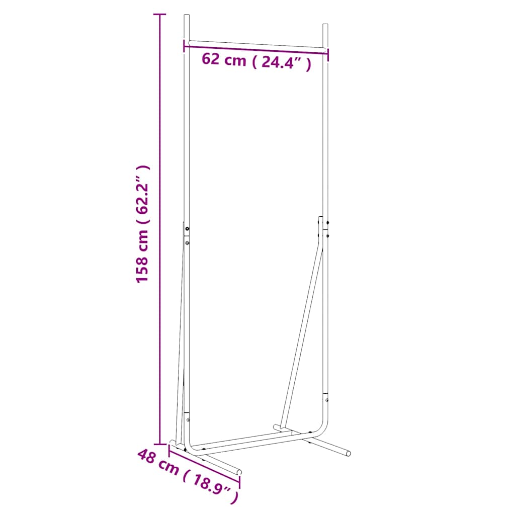 Ράφι Ρούχων Μαύρο 62 x 48 x 158 εκ. Ατσάλι