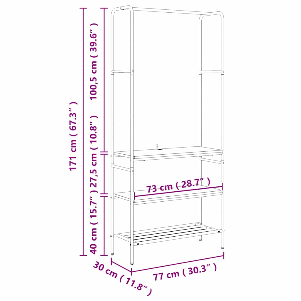Ράφι Ρούχων Γκρι sonoma 77 x 30 x 171 εκ Επεξεργασμένο ξύλο - Pakobazaar