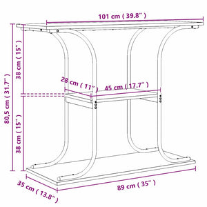 Τραπέζι κονσόλας με ράφι Δρύς Sonoma 101 x 35 x 80,5 εκ