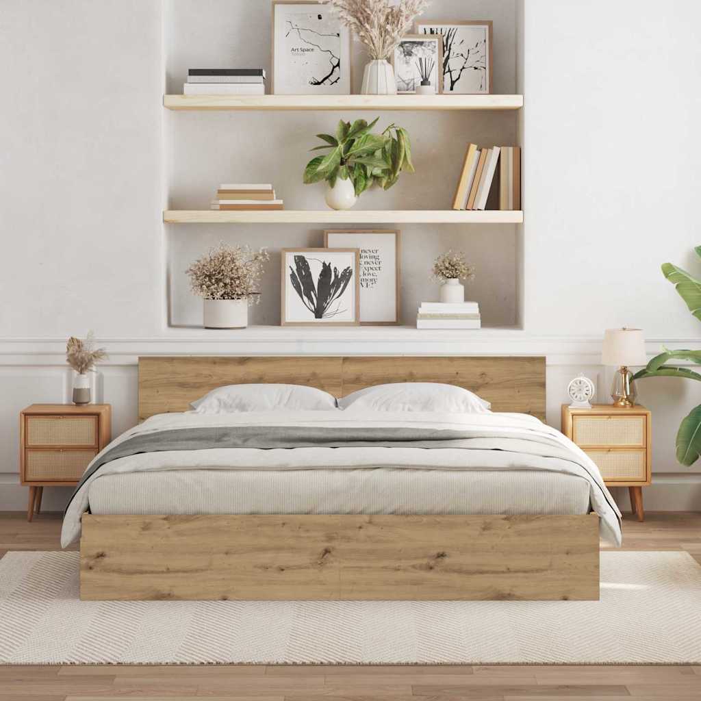 Σκελετός Κρεβατιού με κεφαλάρι Artisan Oak 203 x 185 x 70 εκ - Pakobazaar