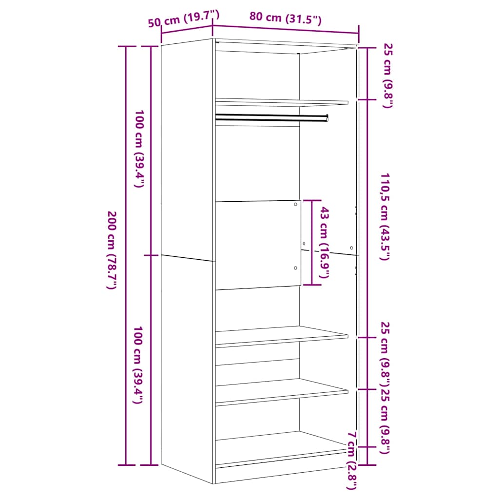 Ντουλάπι Artisan Oak 80 x 50 x 200 εκ. Επεξεργασμένο ξύλο