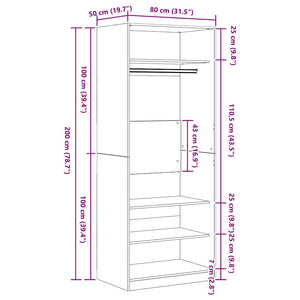 Ντουλάπι Artisan Oak 80 x 50 x 200 εκ. Επεξεργασμένο Ξύλο