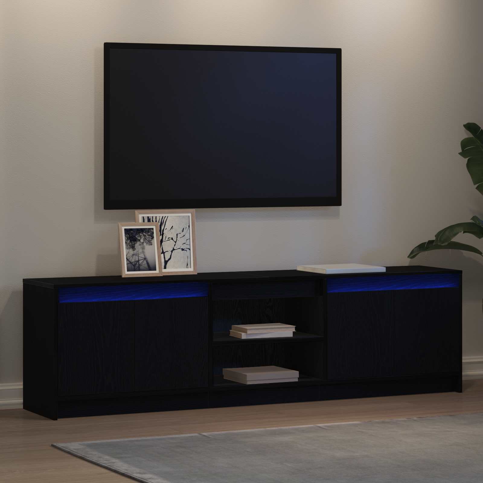 Μονάδες TV 2 pcs Μαύρο 180 x 34 x 50 εκ Επεξεργασμένο ξύλο - Pakobazaar