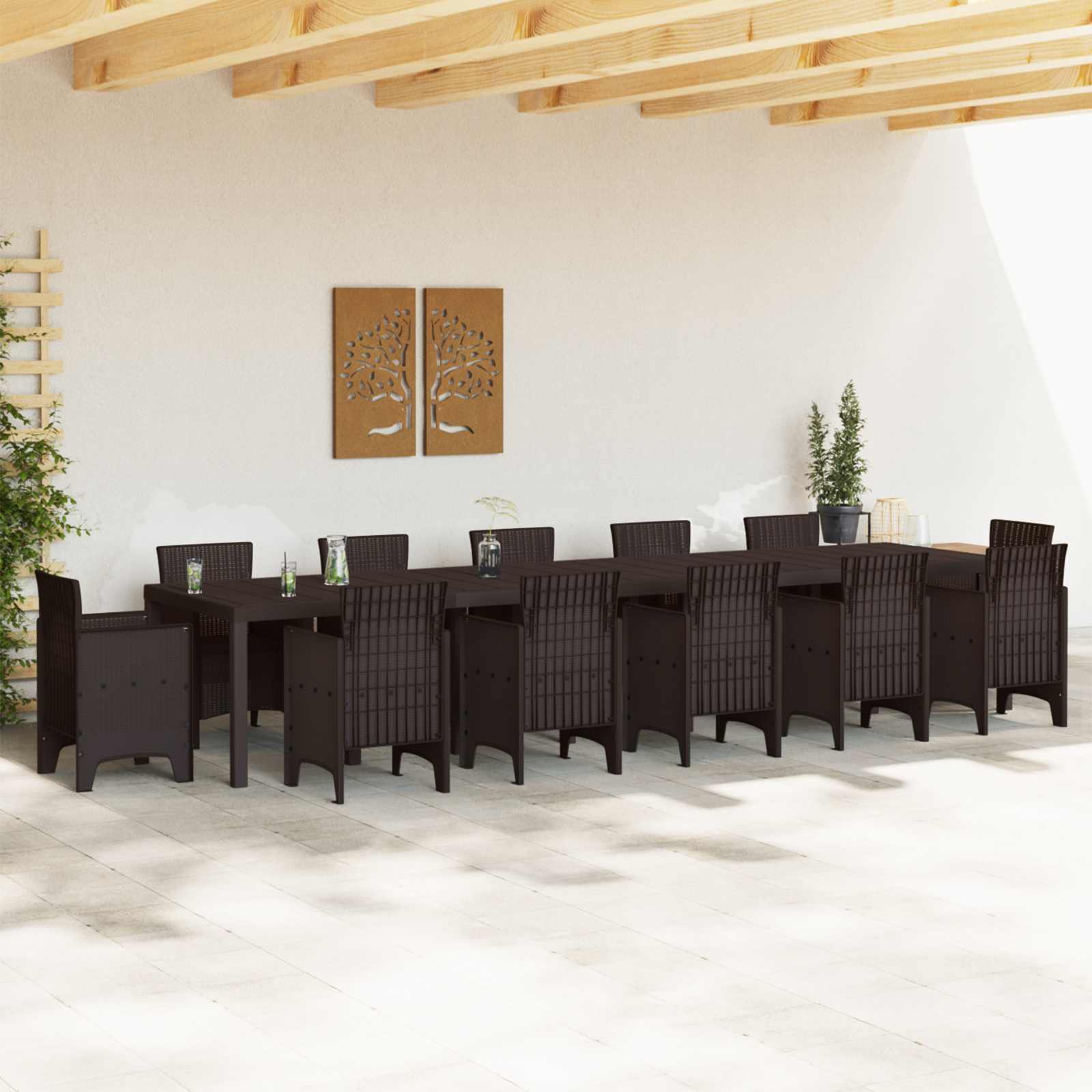 Τραπέζι Κήπου Καφέ 400 x 100 x 73 εκ. συνθετικό ρατάν