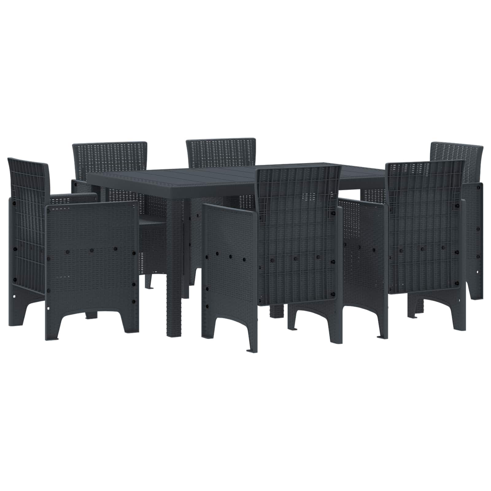 Σέτ φαγητού για κήπο 7 pcs Ανθρακί Rattan Polt - Pakobazaar