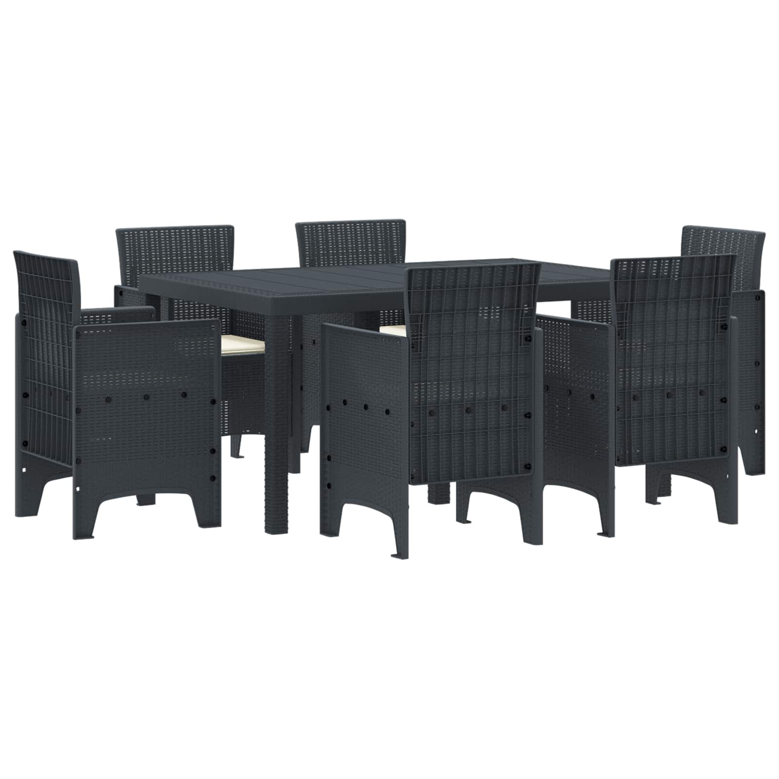 Σέτ φαγητού για κήπο 7 pcs Ανθρακί Rattan Polt - Pakobazaar