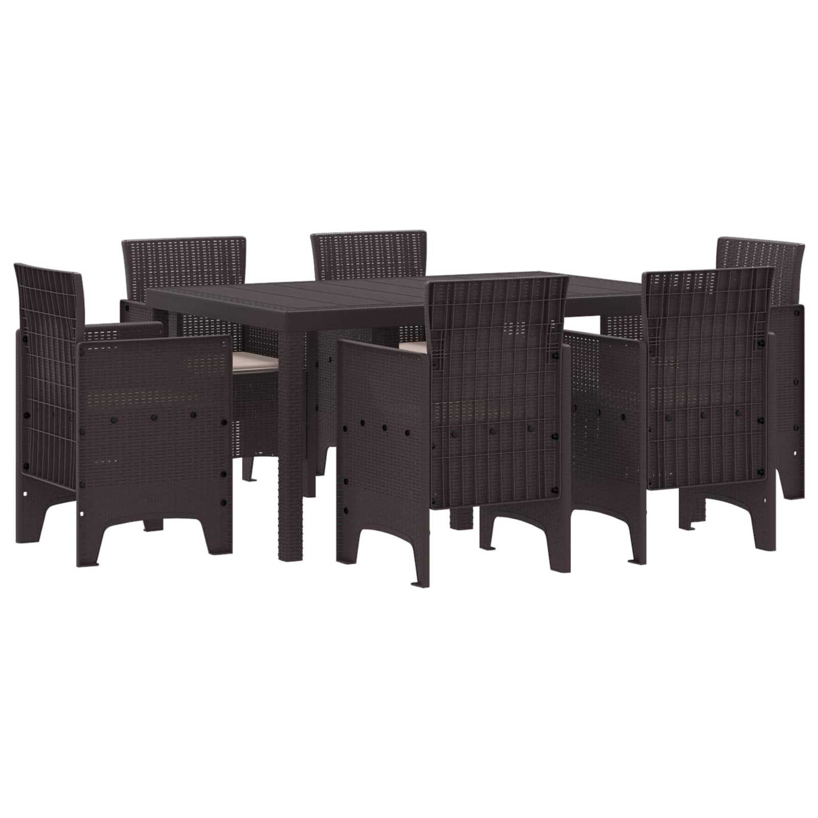 Σέτ φαγητού για κήπο 7 pcs Καφέ Rattan Polt - Pakobazaar