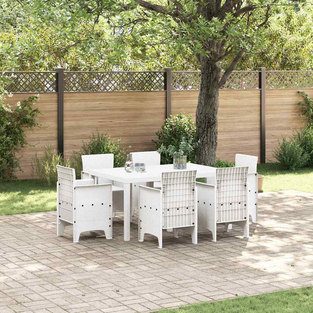 Σέτ φαγητού για κήπο 7 pcs Λευκό Rattan Polt