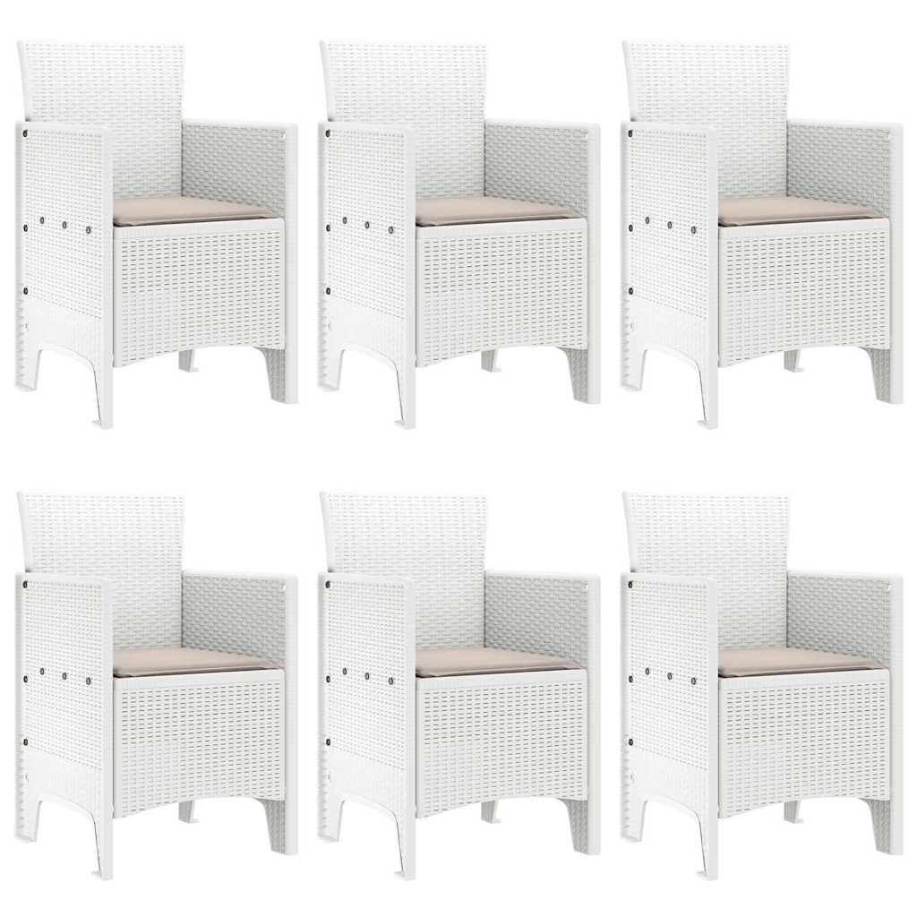 Σέτ φαγητού για κήπο 7 pcs Λευκό Rattan Polt