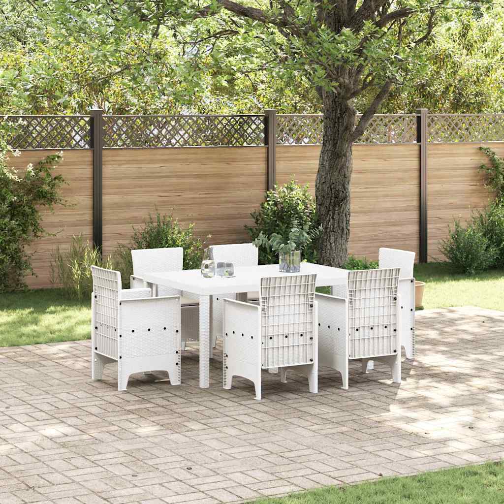 Σέτ φαγητού για κήπο 7 pcs Λευκό Rattan Polt
