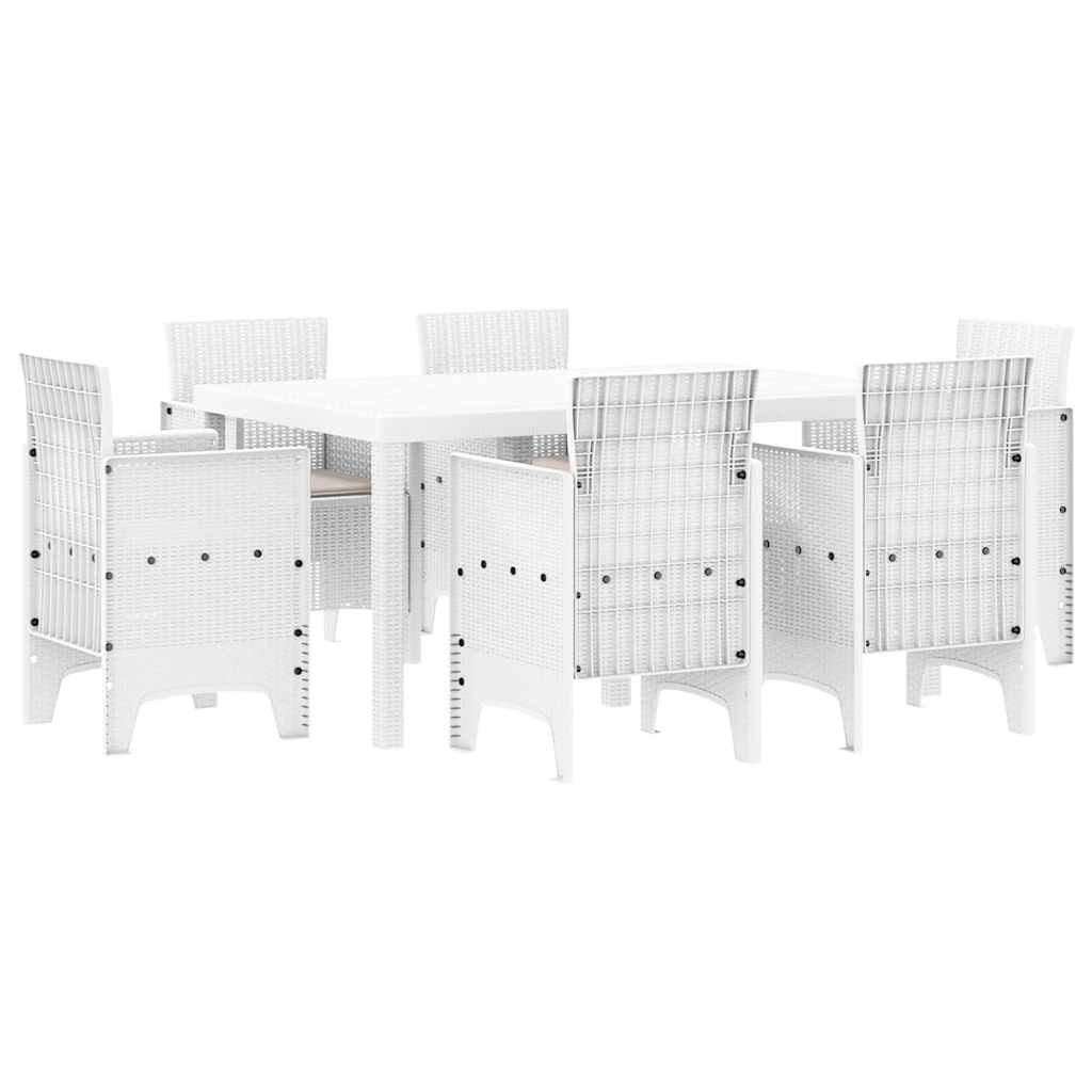 Σέτ φαγητού για κήπο 7 pcs Λευκό Rattan Polt