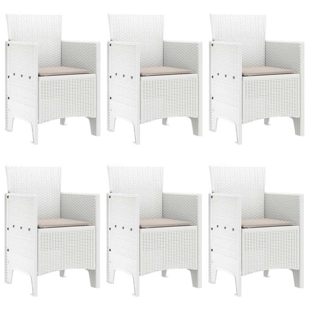 Σέτ φαγητού για κήπο 7 pcs Λευκό Rattan Polt