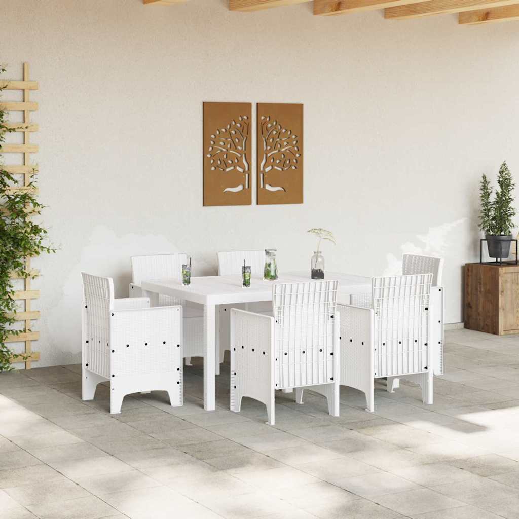 Σέτ φαγητού για κήπο 7 pcs Λευκό Rattan Polt