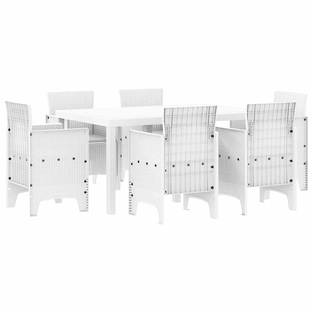 Σέτ φαγητού για κήπο 7 pcs Λευκό Rattan Polt