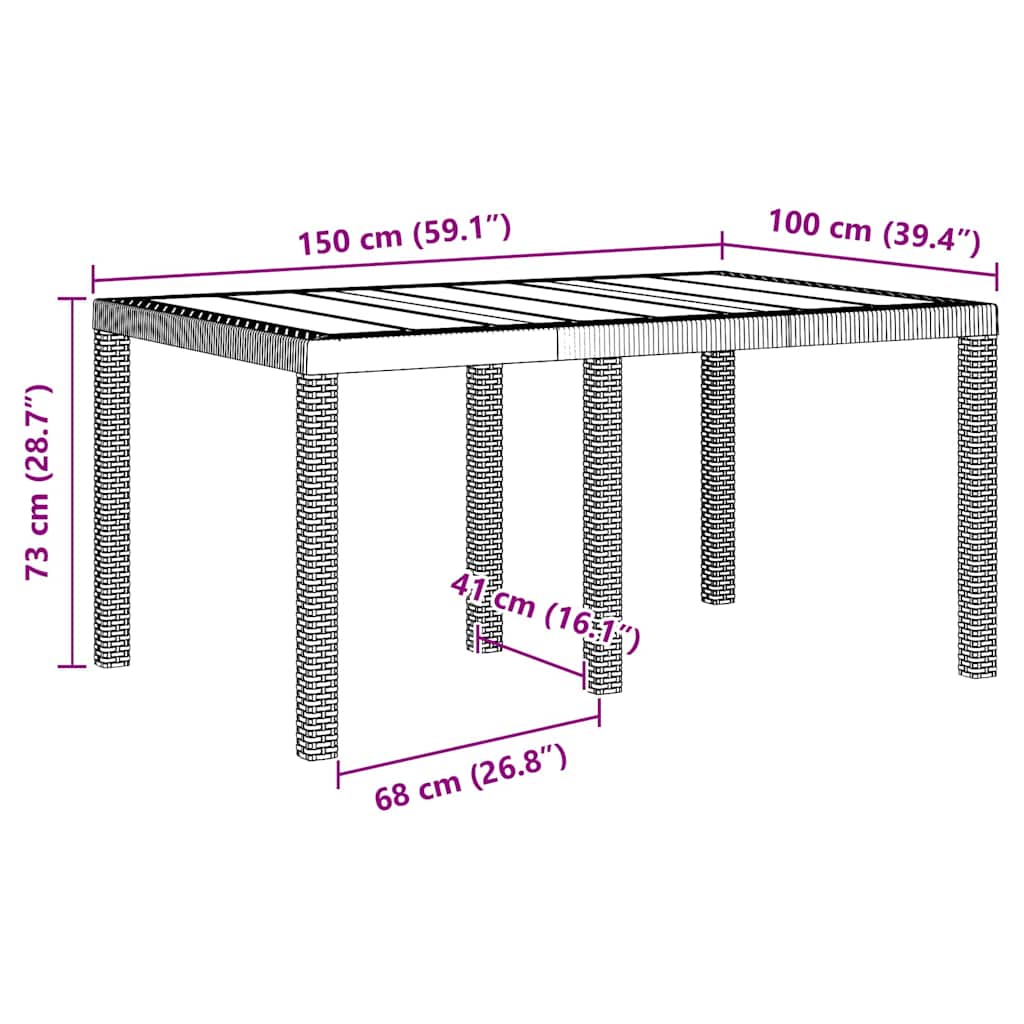 Σέτ φαγητού για κήπο 7 pcs Λευκό Rattan Polt