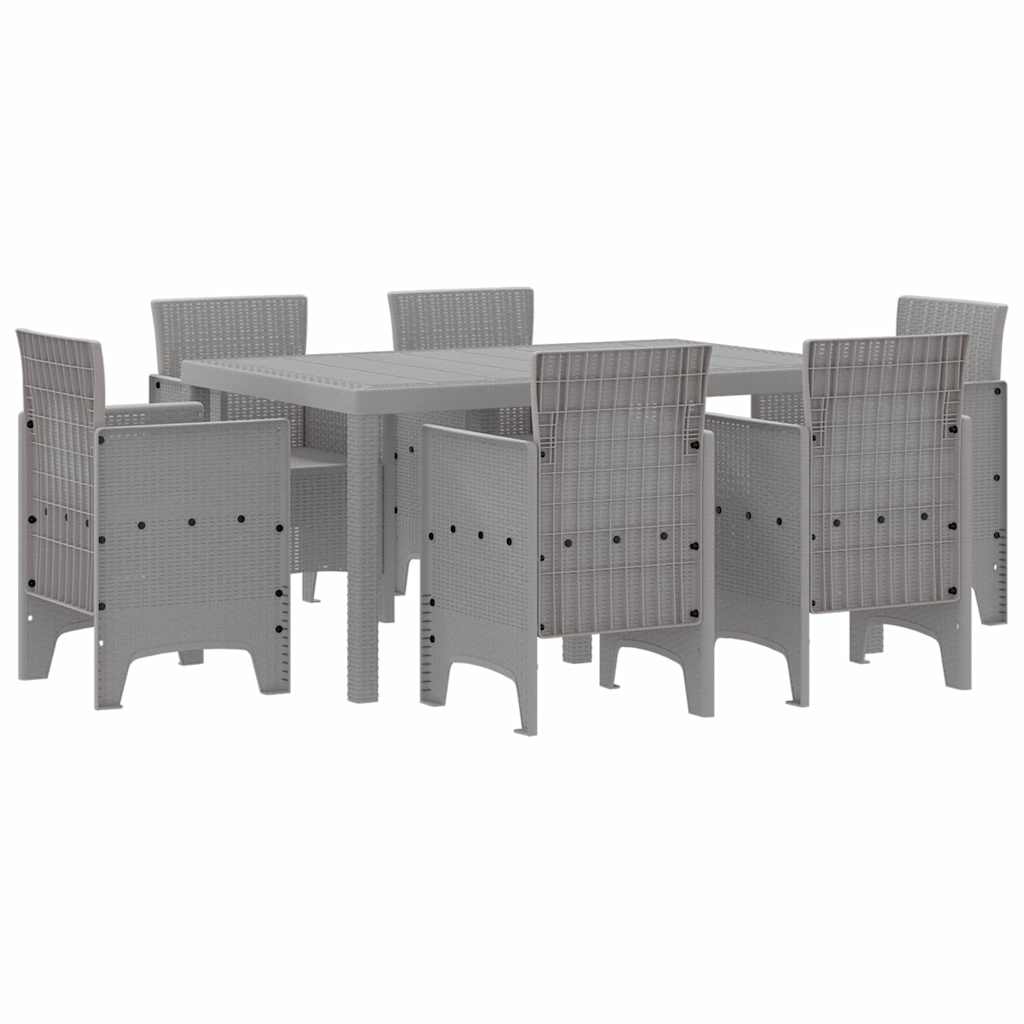 Σέτ φαγητού για κήπο 7 τμχ. Ανοιχτό γκρι Rattan Polt - Pakobazaar