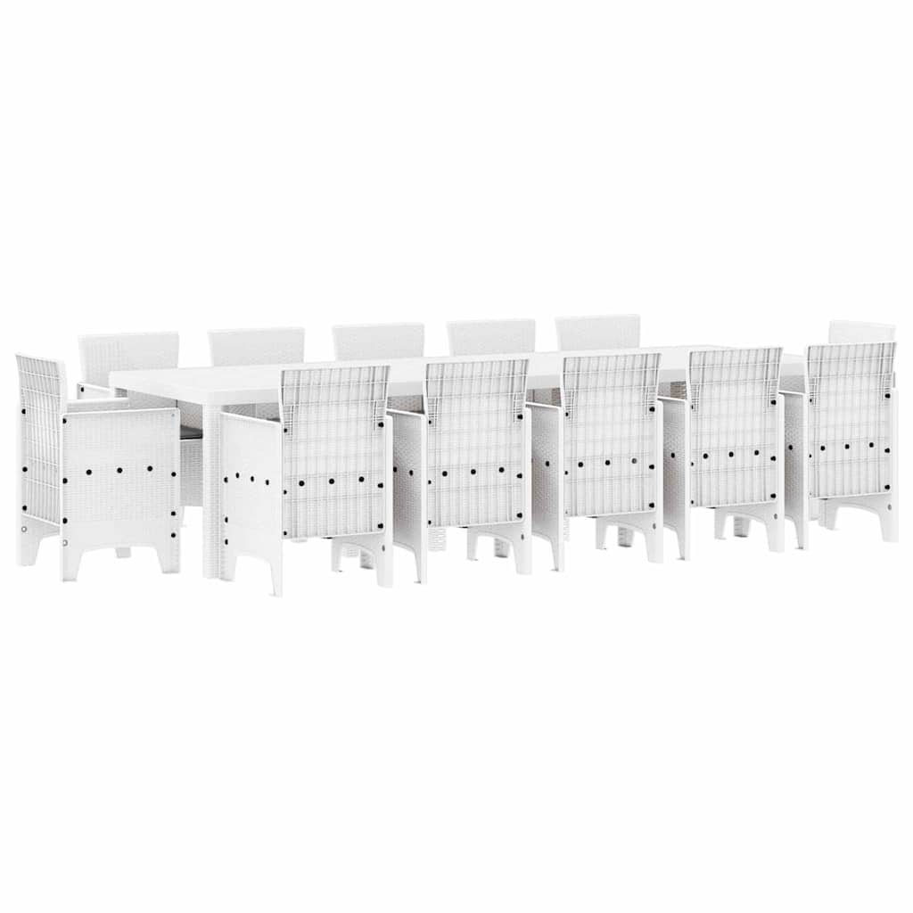 Σέτ φαγητού για κήπο 13 pcs Λευκό Συνθετικό ράτταν και Μέταλλο