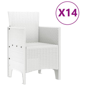 Σέτ φαγητού για κήπο 15 τμχ. Λευκό Rattan Polt