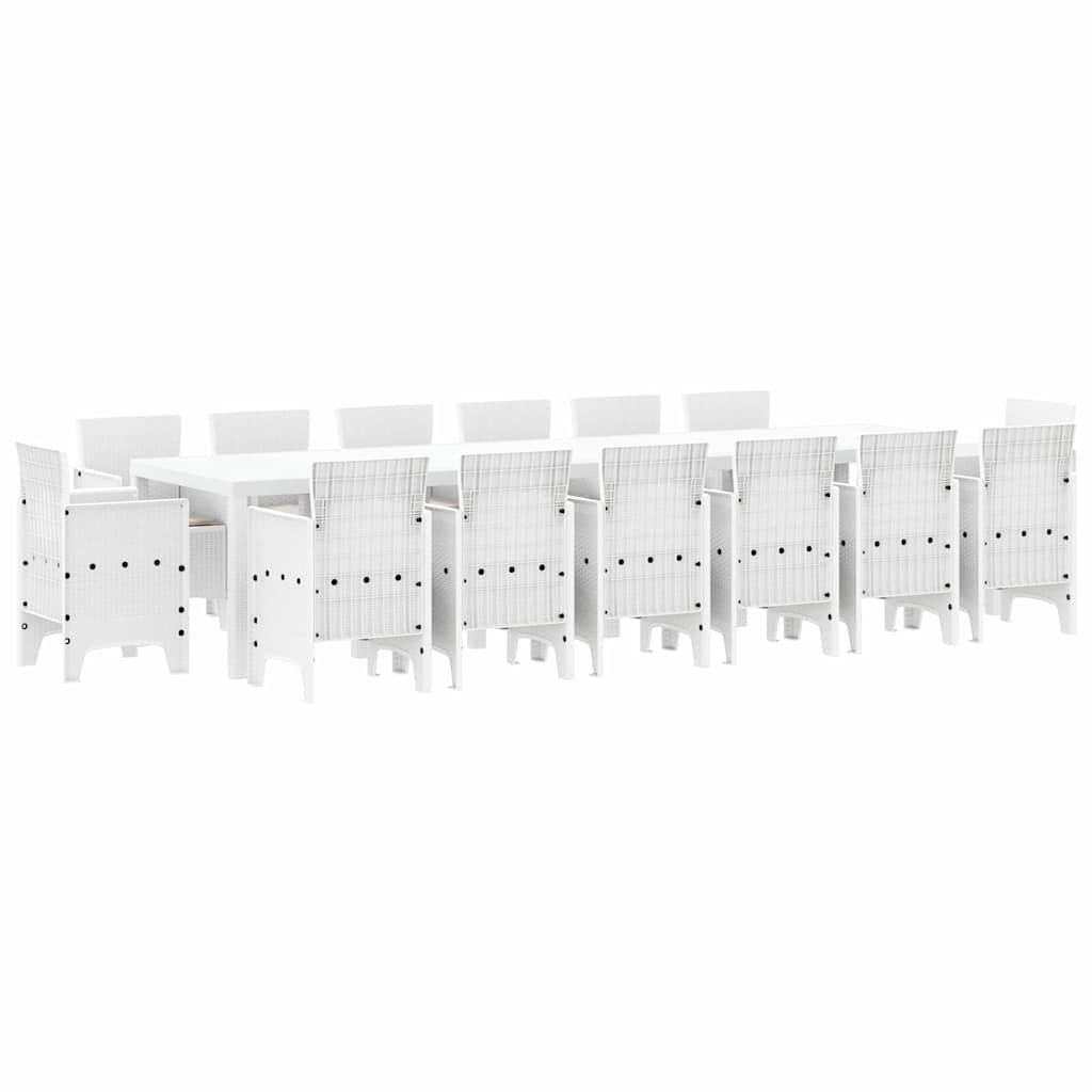 Σέτ φαγητού για κήπο 15 pcs Λευκό Rattan Polt