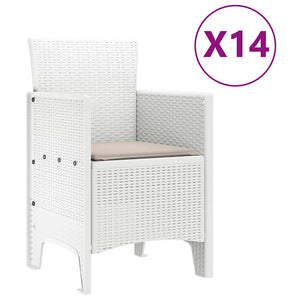 Σέτ φαγητού για κήπο 15 τμχ. Λευκό Rattan Polt
