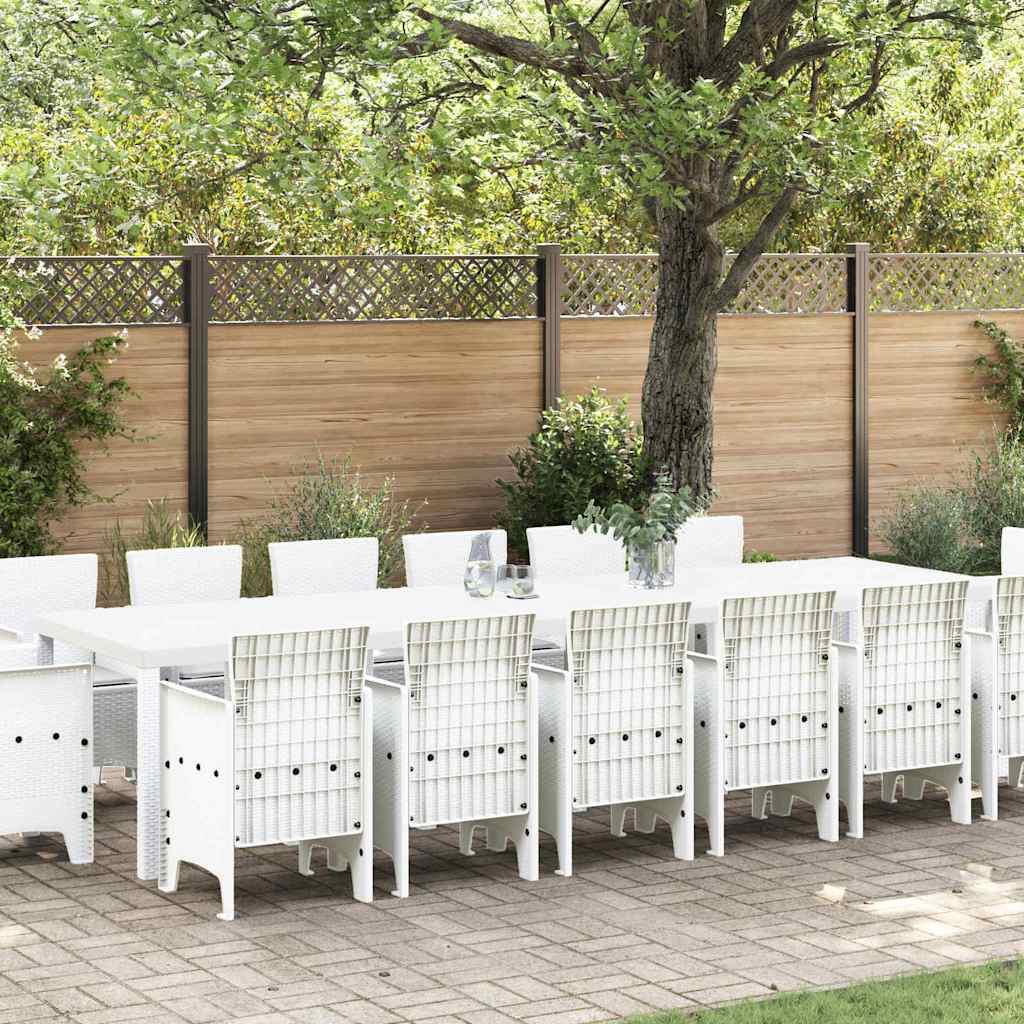 Σέτ φαγητού για κήπο 15 pcs Λευκό Rattan Polt