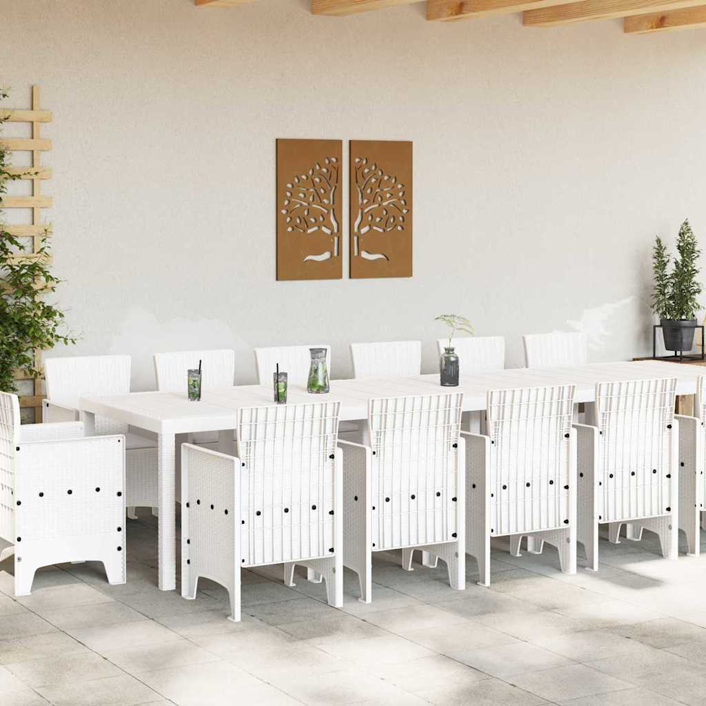 Σέτ φαγητού για κήπο 15 pcs Λευκό Rattan Polt