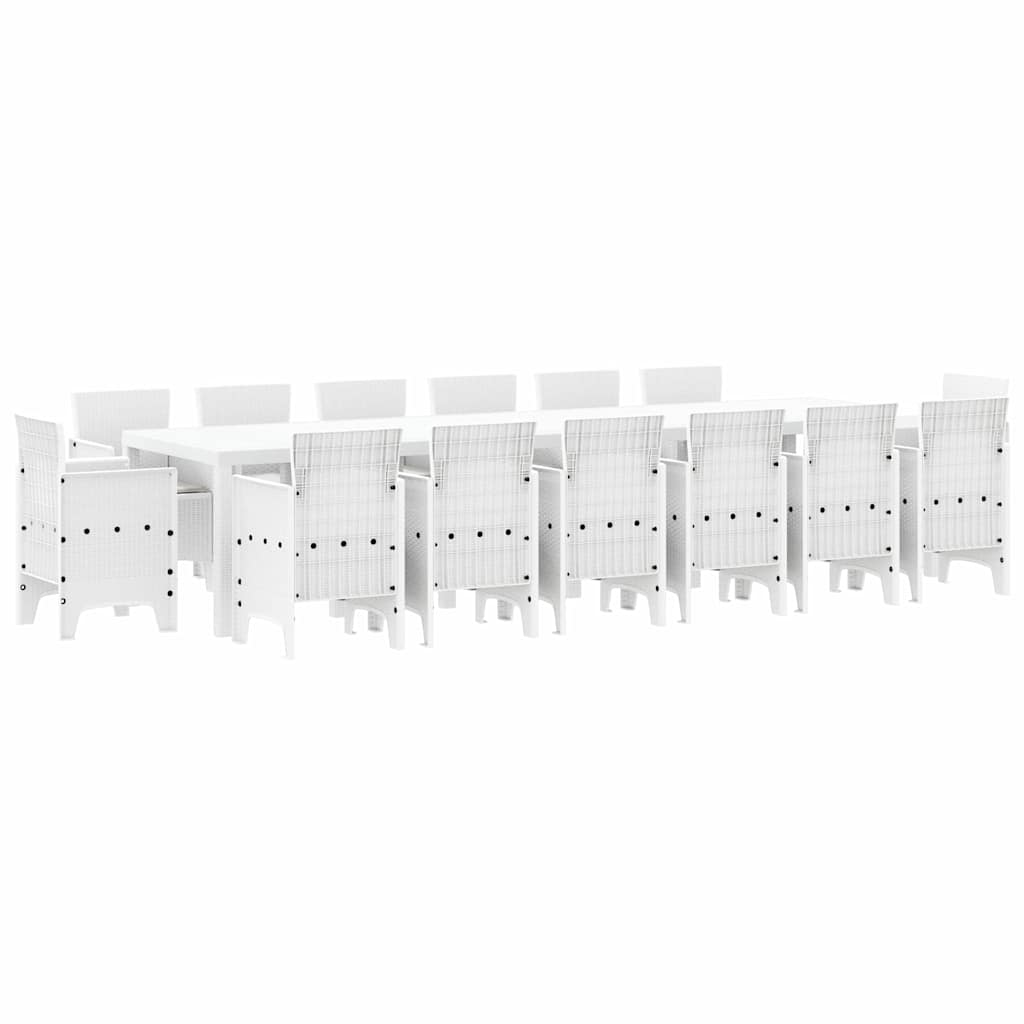 Σέτ φαγητού για κήπο 15 pcs Λευκό Rattan Polt