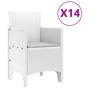 Σέτ φαγητού για κήπο 15 τμχ. Λευκό Rattan Polt
