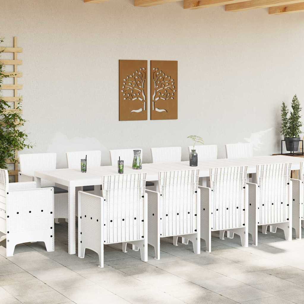 Σέτ φαγητού για κήπο 15 pcs Λευκό Rattan Polt
