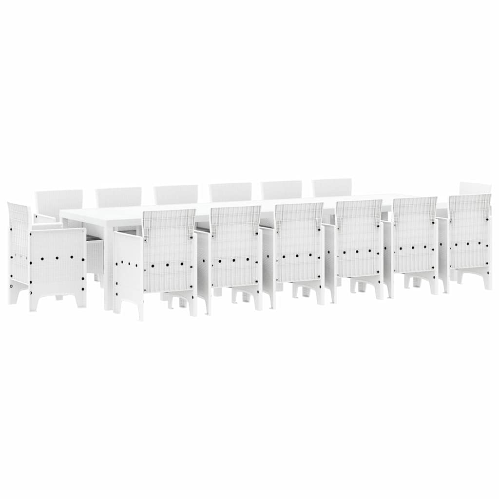 Σέτ φαγητού για κήπο 15 pcs Λευκό Rattan Polt