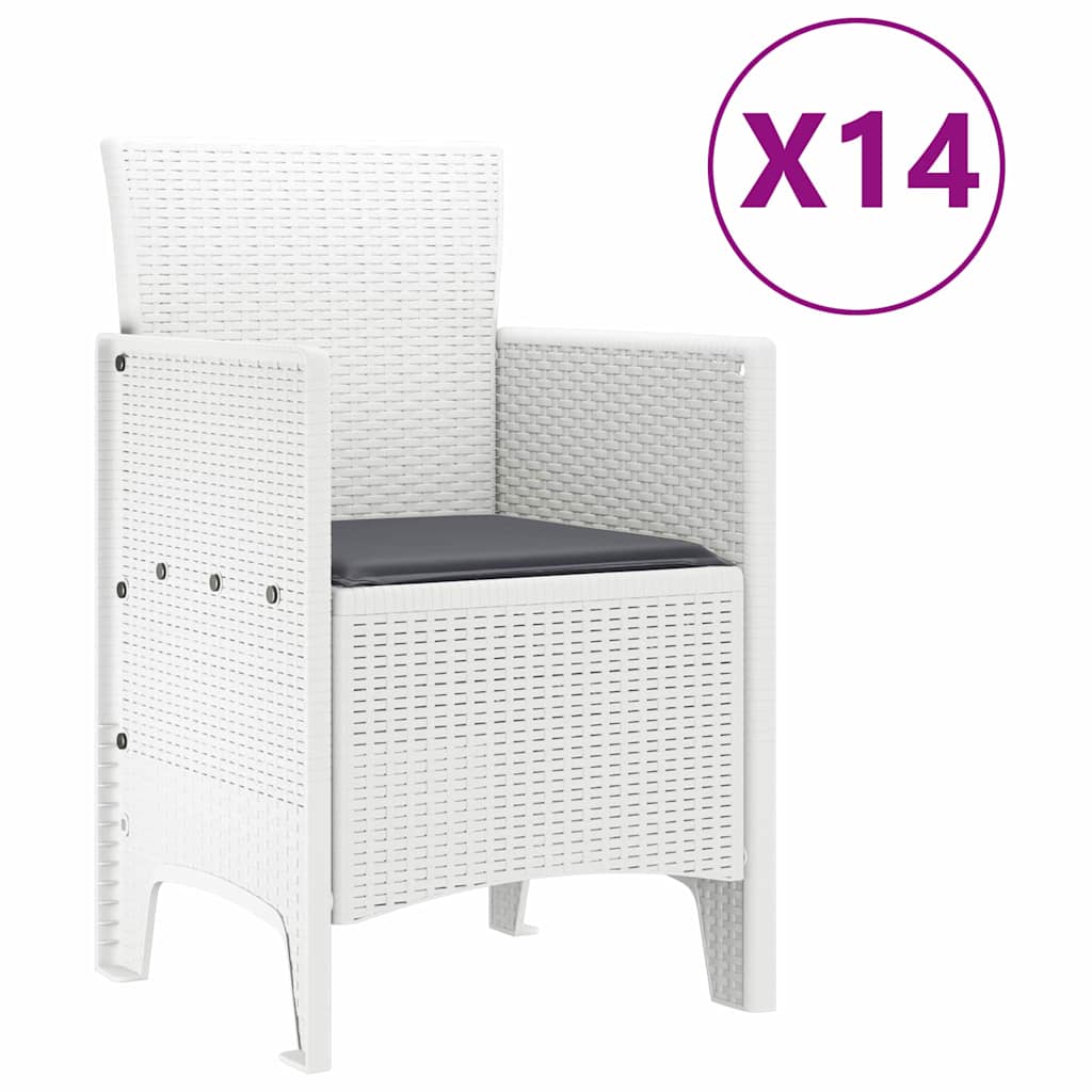 Σέτ φαγητού για κήπο 15 pcs Λευκό Rattan Polt