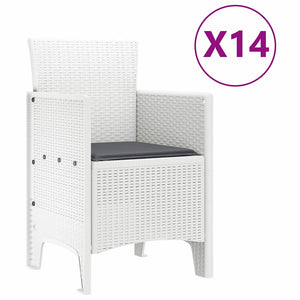 Σέτ φαγητού για κήπο 15 τμχ. Λευκό Rattan Polt