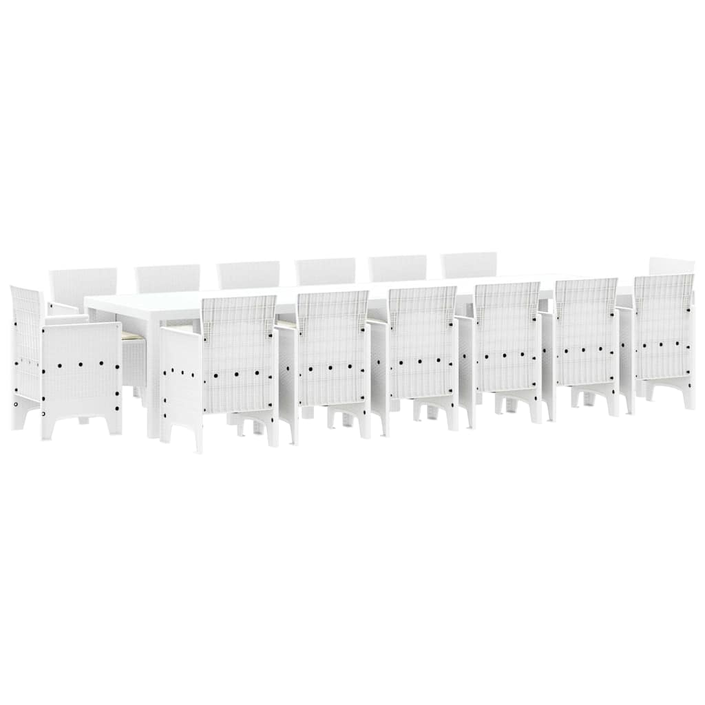 Σέτ φαγητού για κήπο 15 pcs Λευκό Rattan Polt