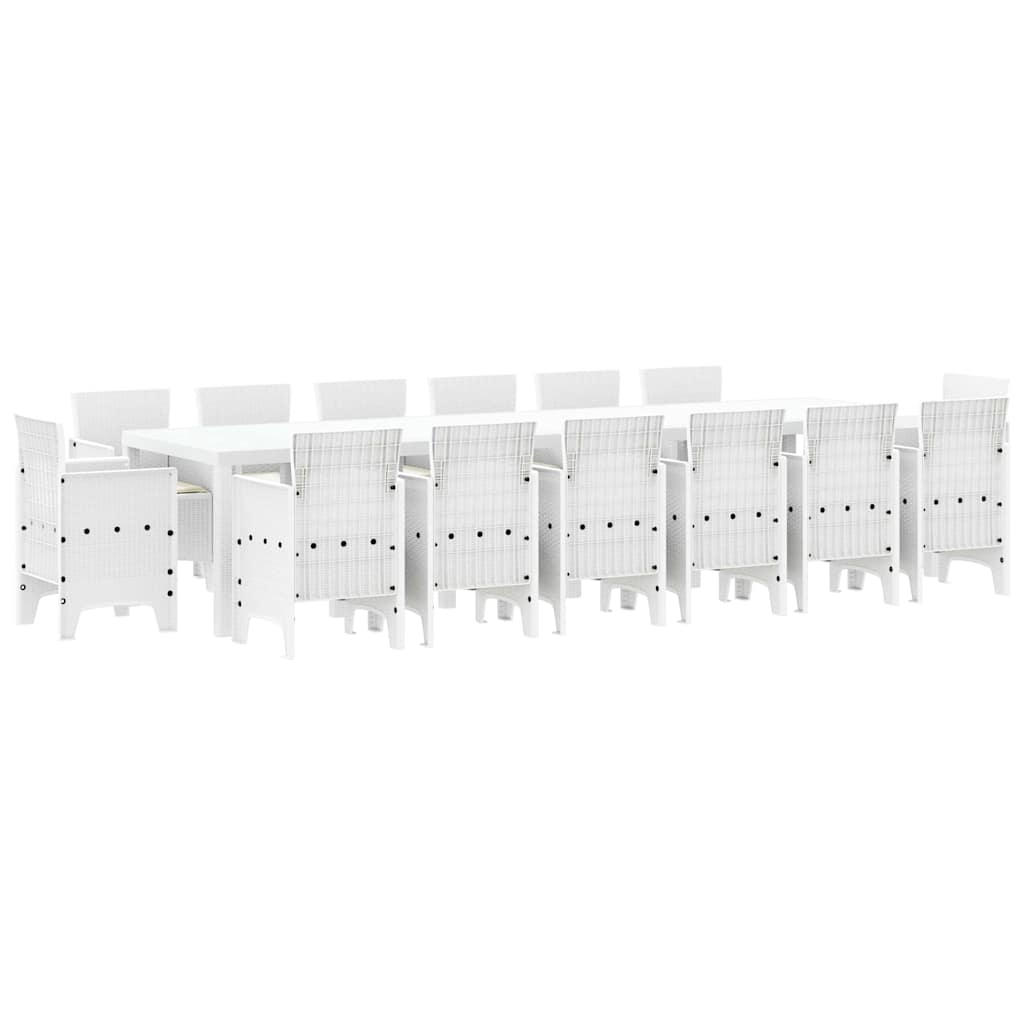 Σέτ φαγητού για κήπο 15 pcs Λευκό Rattan Polt