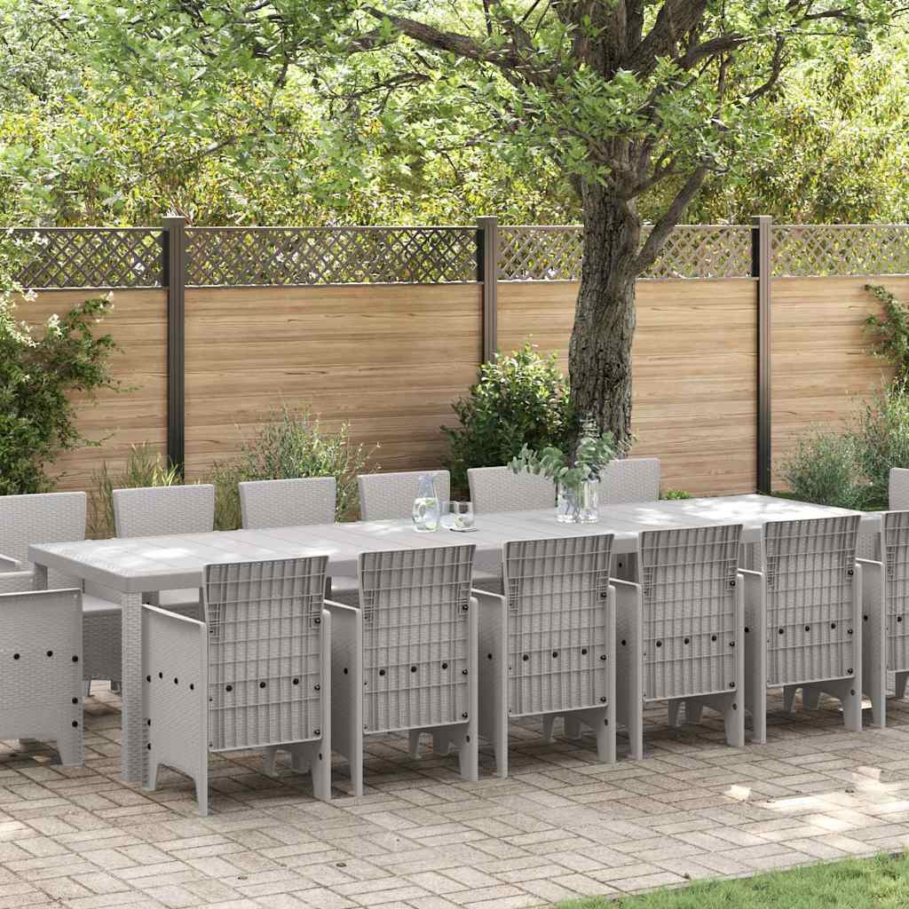 Σέτ φαγητού για κήπο 15 pcs Ανοιχτό γκρι Rattan Polt
