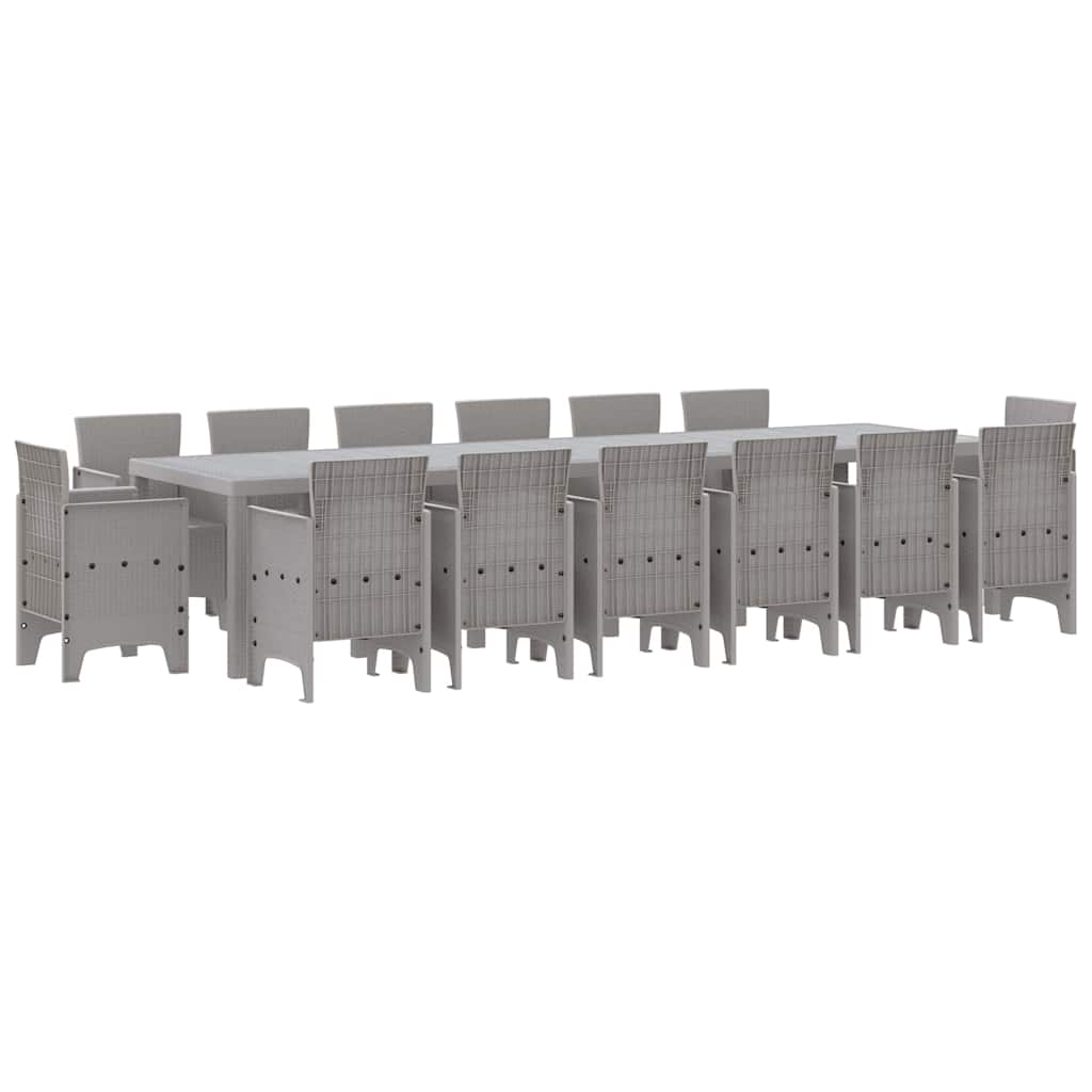 Σέτ φαγητού για κήπο 15 pcs Ανοιχτό γκρι Rattan Polt