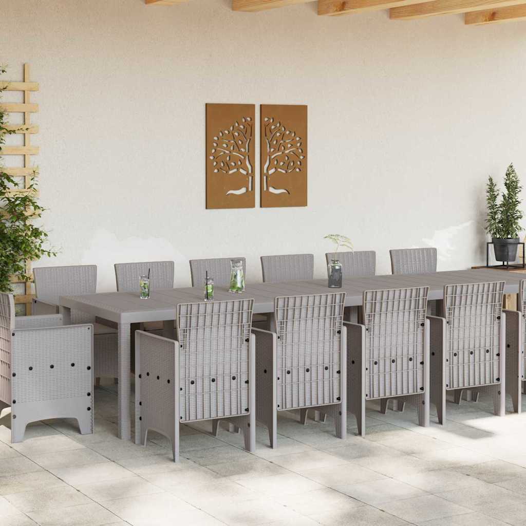 Σέτ φαγητού για κήπο 15 pcs Ανοιχτό γκρι Rattan Polt - Pakobazaar
