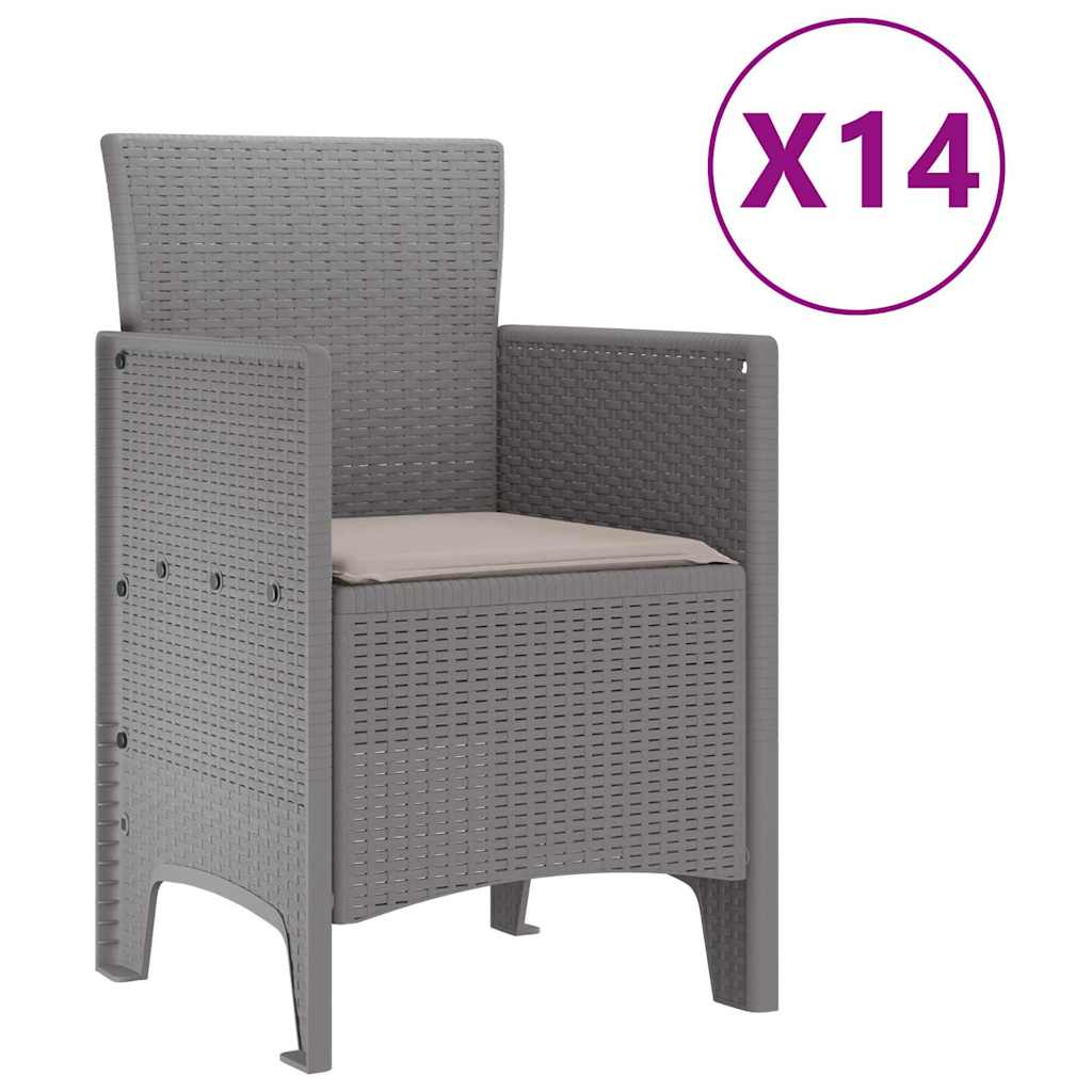 Σέτ φαγητού για κήπο 15 pcs Ανοιχτό γκρι Rattan Polt - Pakobazaar