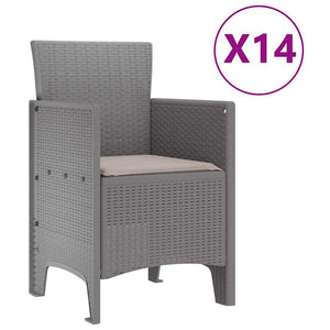 Σέτ φαγητού για κήπο 15 pcs Ανοιχτό γκρι Rattan Polt - Pakobazaar